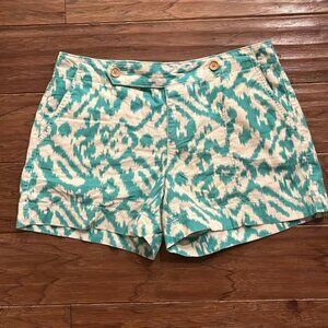 Loft Linen Blend Green and White Shorts Size 4